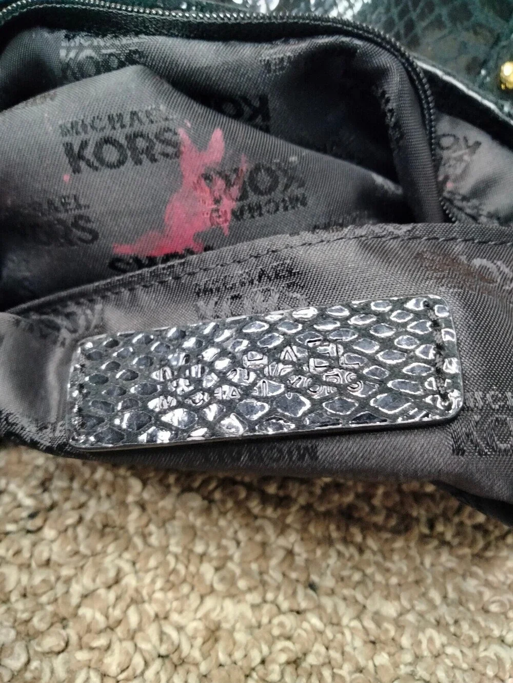 Michael Kors Y2K Delancy Snakeskin Leather Shoulder Hobo Bag Black Vintage Purse